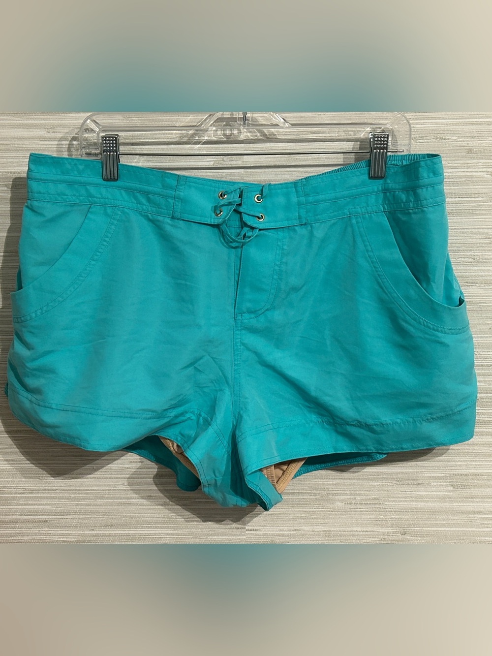 NWT Swim by Cacique Turquoise Board Shorts with Built in Brief Size 14/16